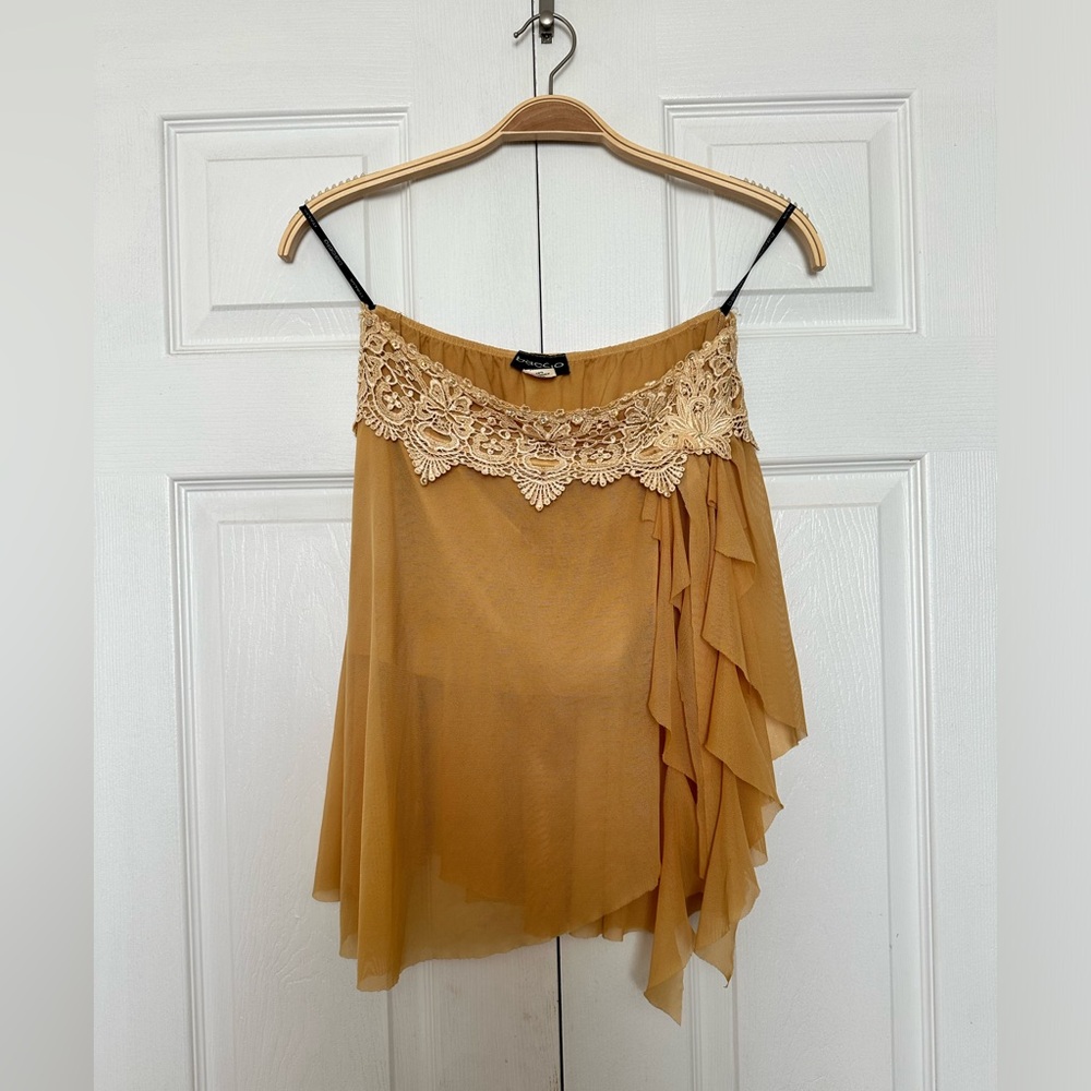 Vintage 90’s Baccio Italia Golden mesh knit waist asymmetrical skirt